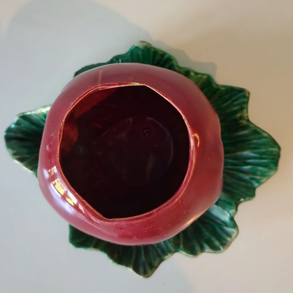 McCoy Pottery Vintage Apple Planter Vase 1950s FLAWS REPAIRED